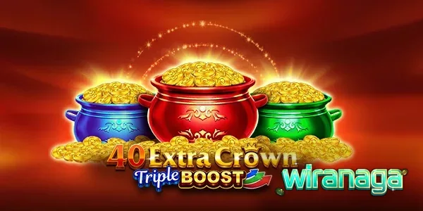 Tampilan visual slot 40 Extra Crown Triple Boost Golden Coins Link dengan simbol buah dan mahkota